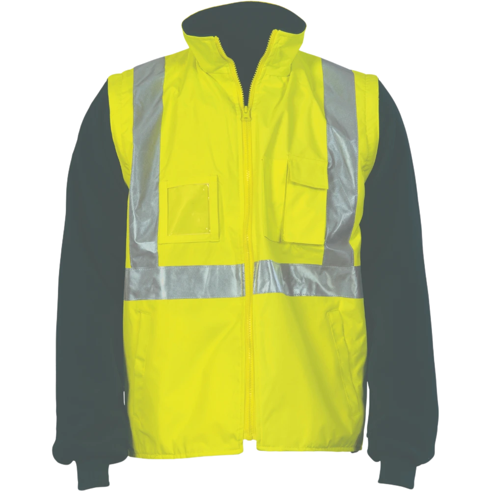 HiVis Cross Back D/N 4 in 1 Zip Off Sleeve Reversible Vest 3994