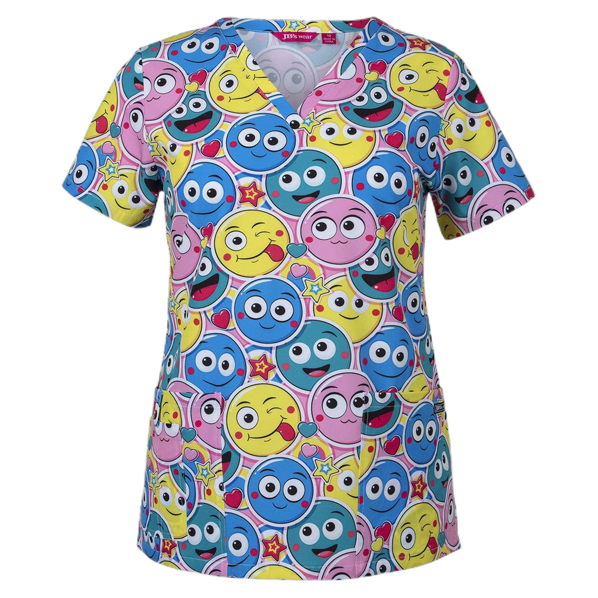 JB's Ladies Scrub Top Printed 4STP1 - Smiley