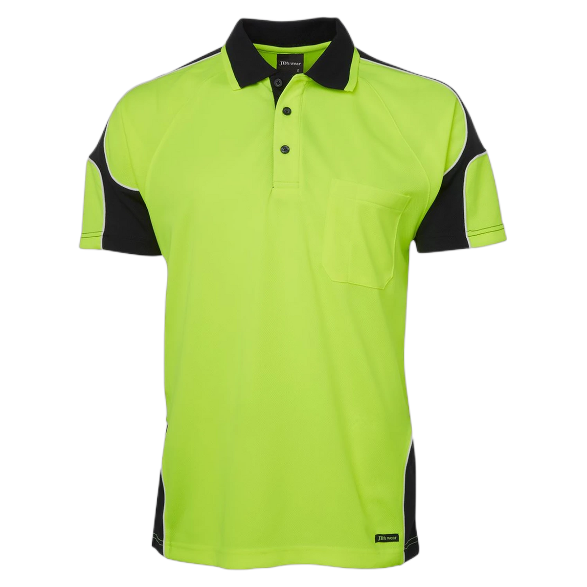JB's Hi Vis S/S Arm Panel Polo 6AP4S - Lime/Black