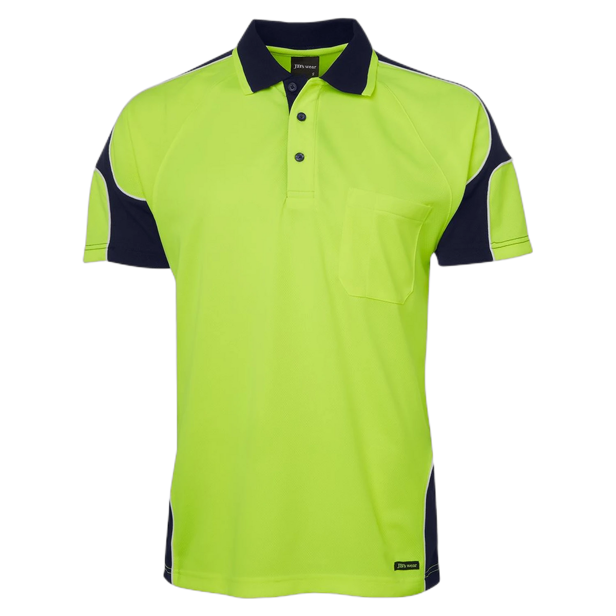 JB's Hi Vis S/S Arm Panel Polo 6AP4S - Lime/Navy