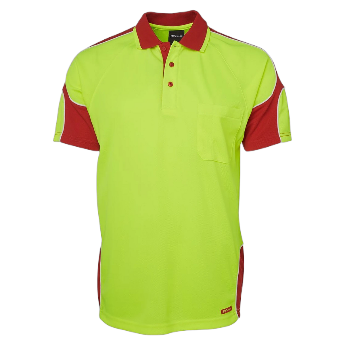 JB's Hi Vis S/S Arm Panel Polo 6AP4S - Lime/Red