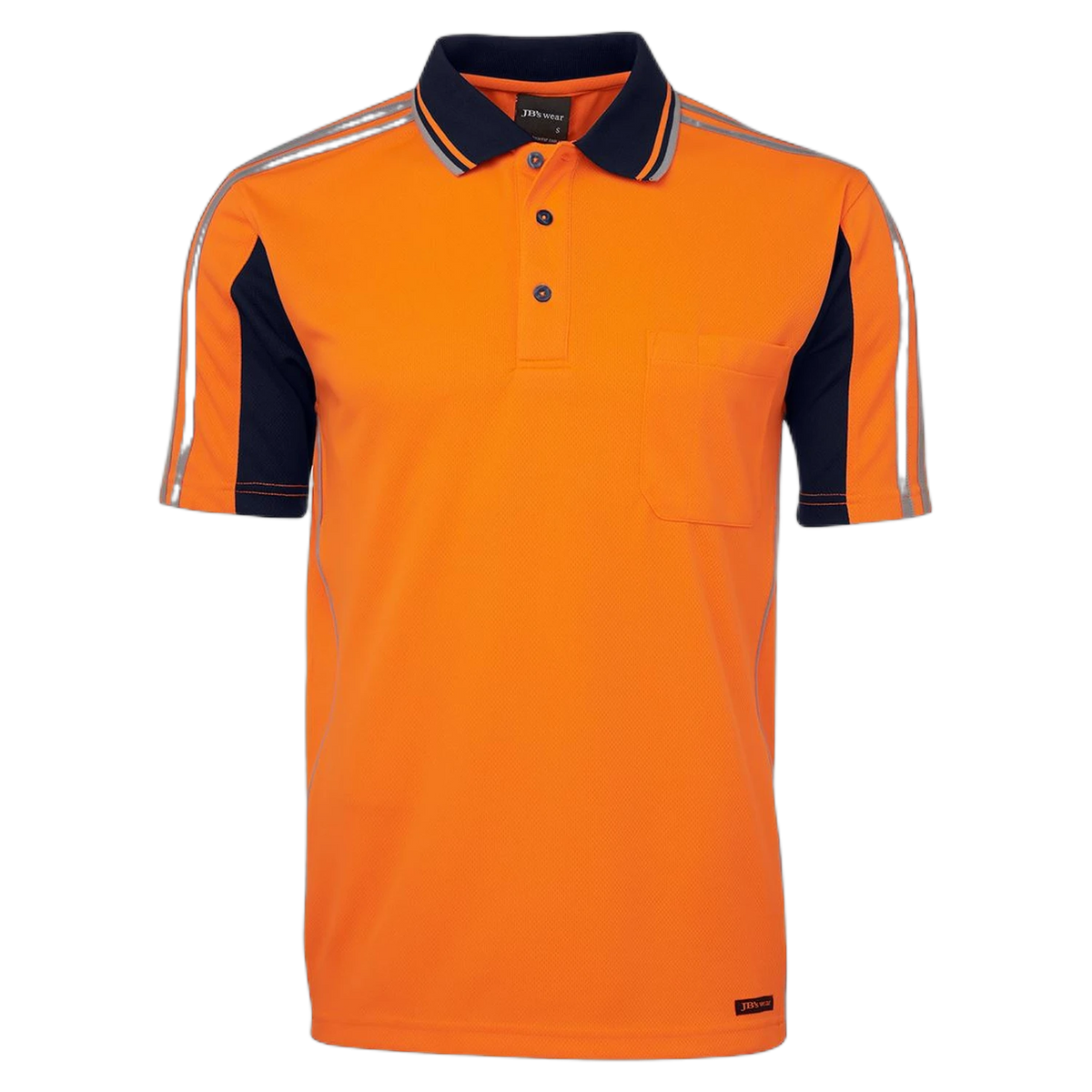 JB's Hi Vis S/S Arm Tape Polo 6AT4S - Orange/Navy