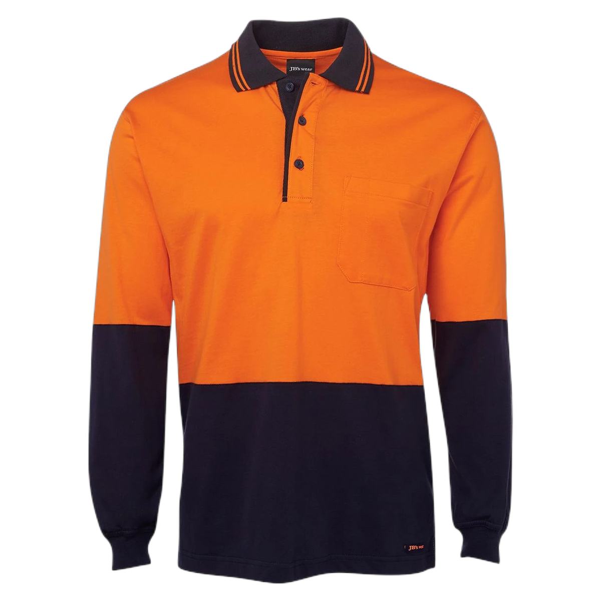 JB's Hi Vis L/S Cotton Polo 6CPHL - Orange/Navy