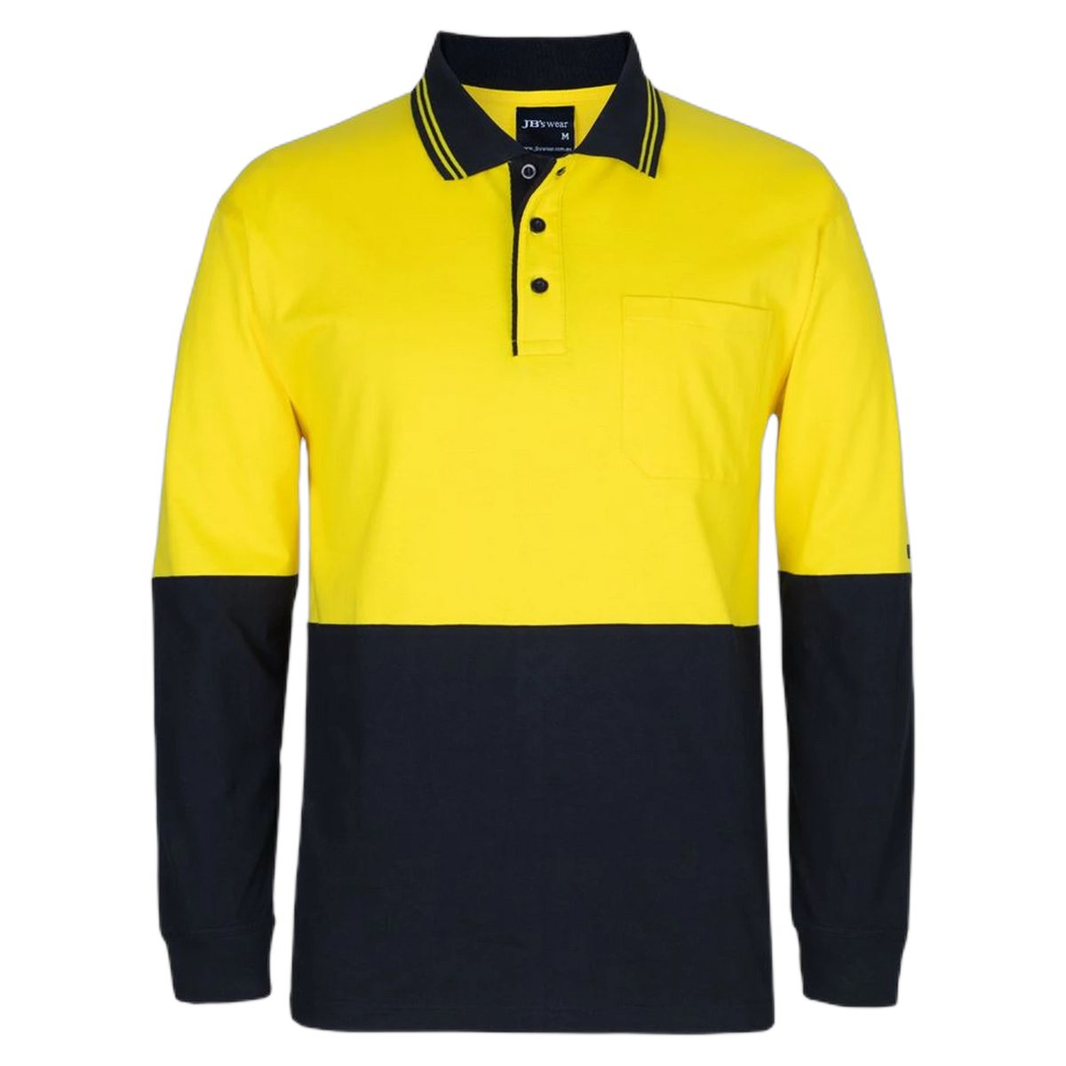 JB's Hi Vis L/S Cotton Polo 6CPHL - Yellow/Black