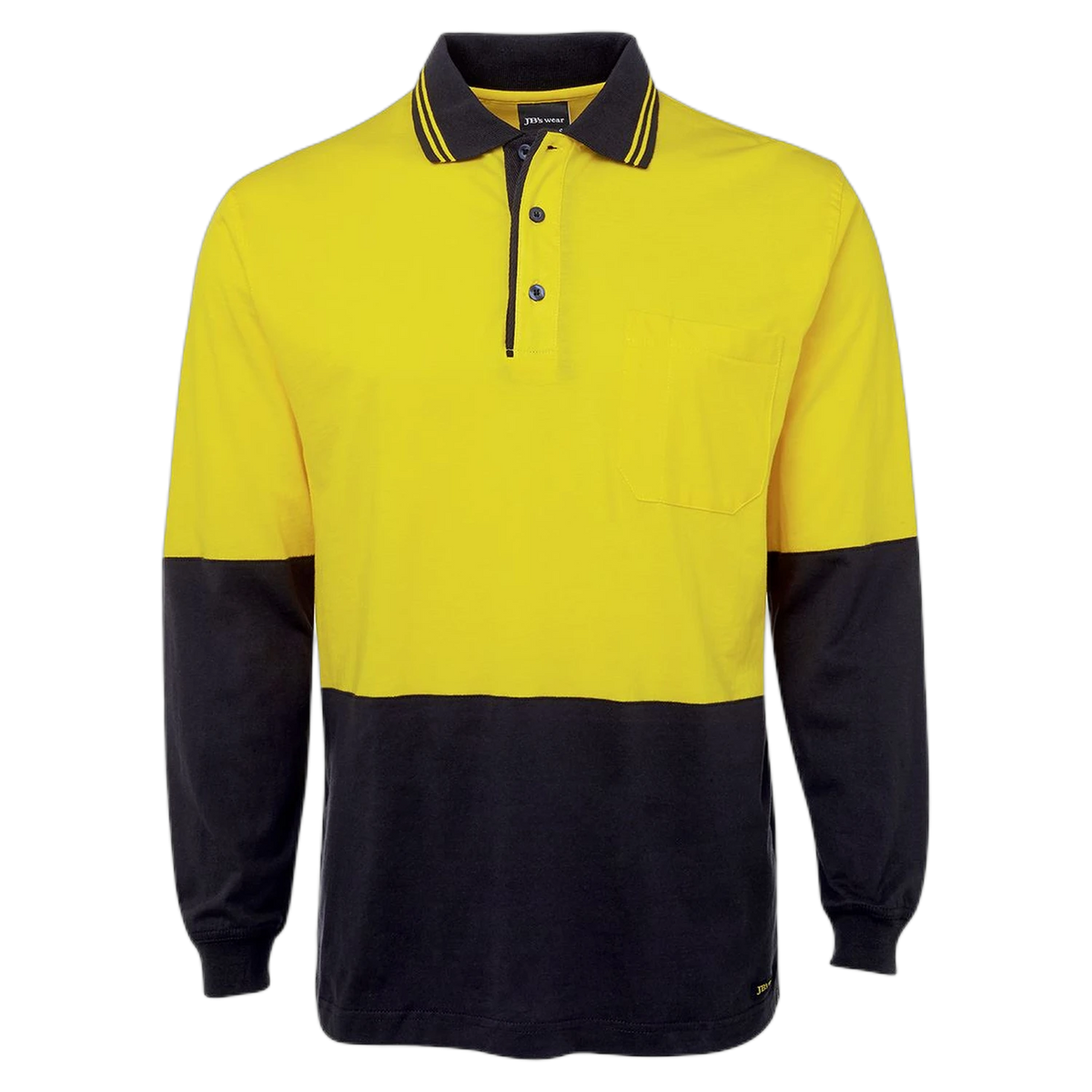 JB's Hi Vis L/S Cotton Polo 6CPHL - Yellow/Navy
