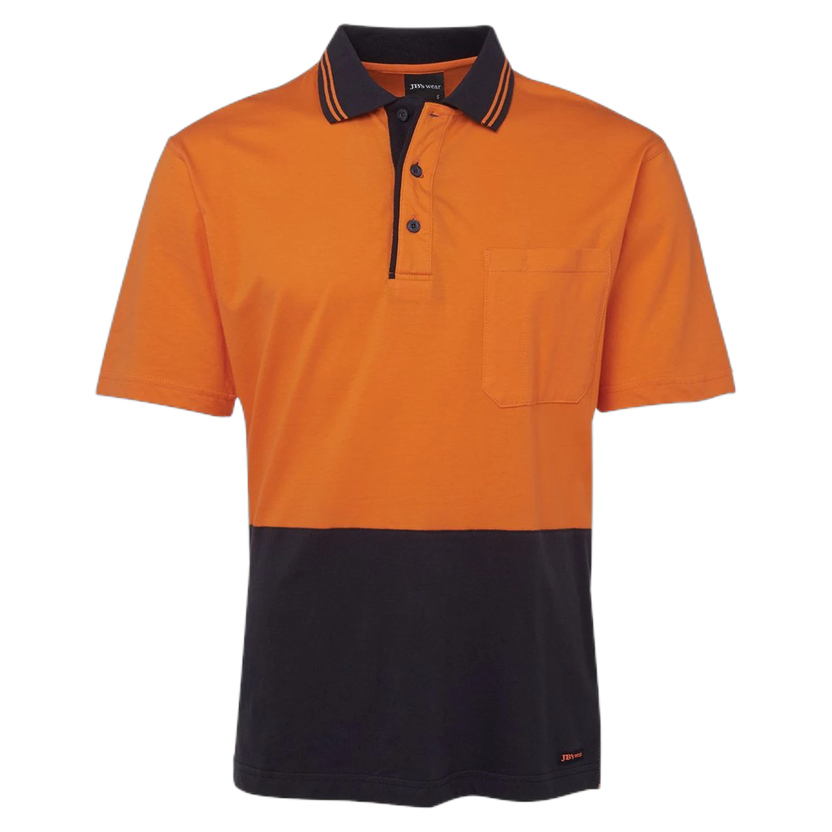 JB's Hi Vis S/S Cotton Polo 6CPHV - Orange/Navy