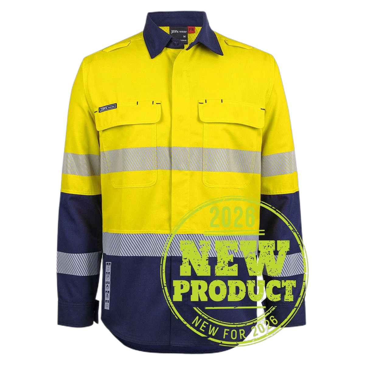 JB's FR PPE2 Biomotion L/S Work Shirt 6DFRL - Yellow/Navy