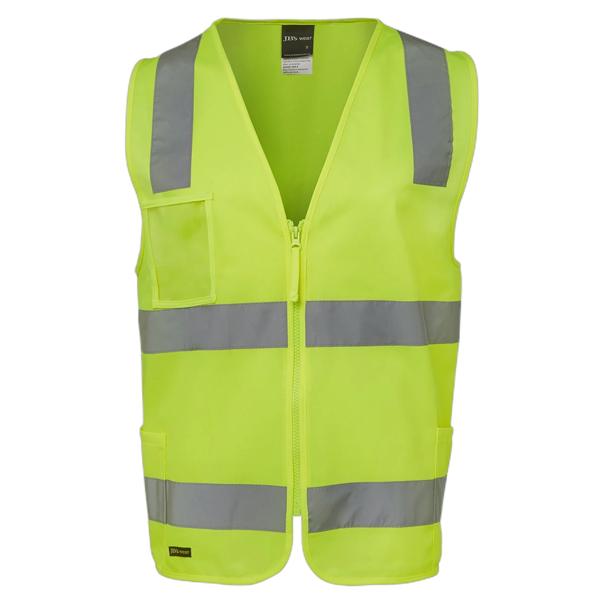 JB's Hi Vis (D+N) Zip Safety Vest 6DNSZ - Lime