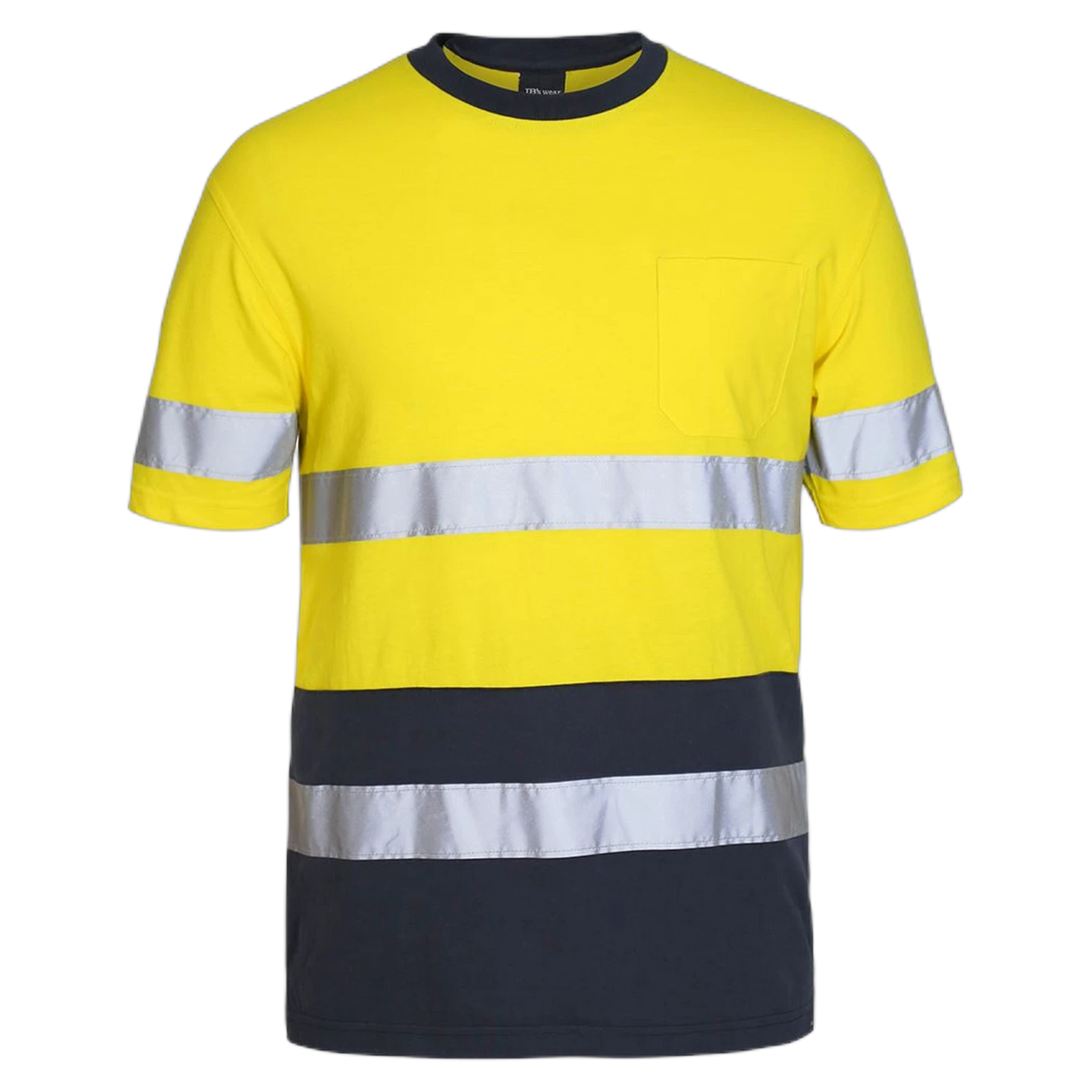 JB's Hi Vis (D+N) Cotton T-Shirt 6DNTC - Yellow/Navy