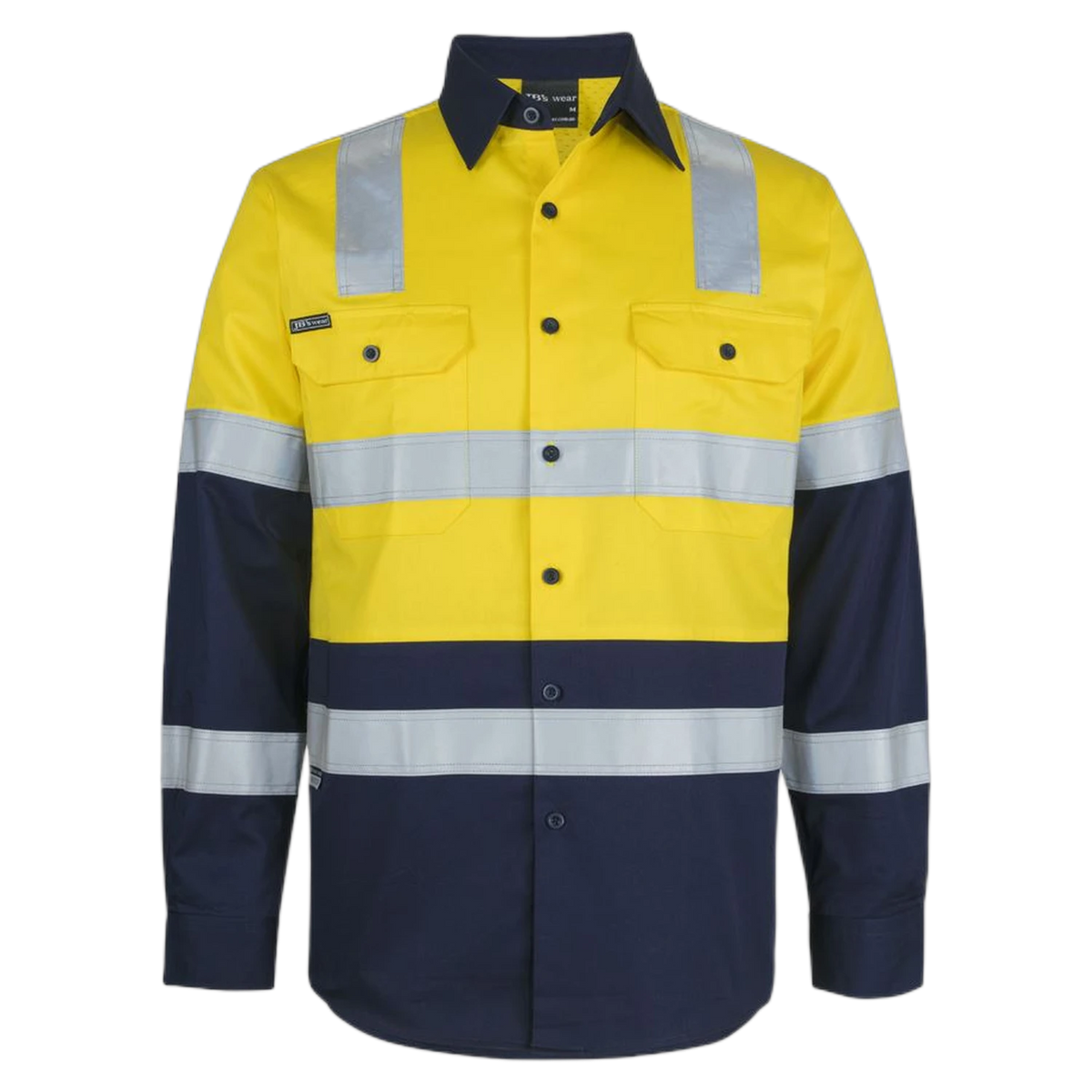 JB's Hi Vis (D+N) L/S 150G Level 3 Work Shirt 6DNW3 - Yellow/Navy