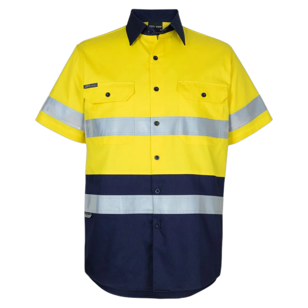 JB's Hi Vis (D+N) S/S 150g Work Shirt 6DNWS - Yellow/Navy