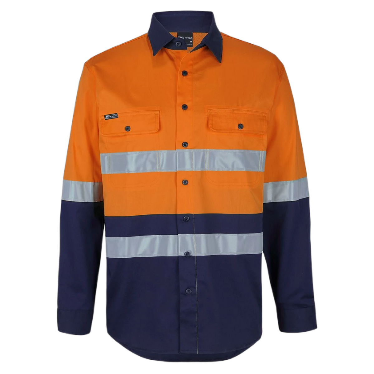 JB's Hi Vis (D+N) L/S Stretch Work Shirt 6DSWL - Orange/Navy
