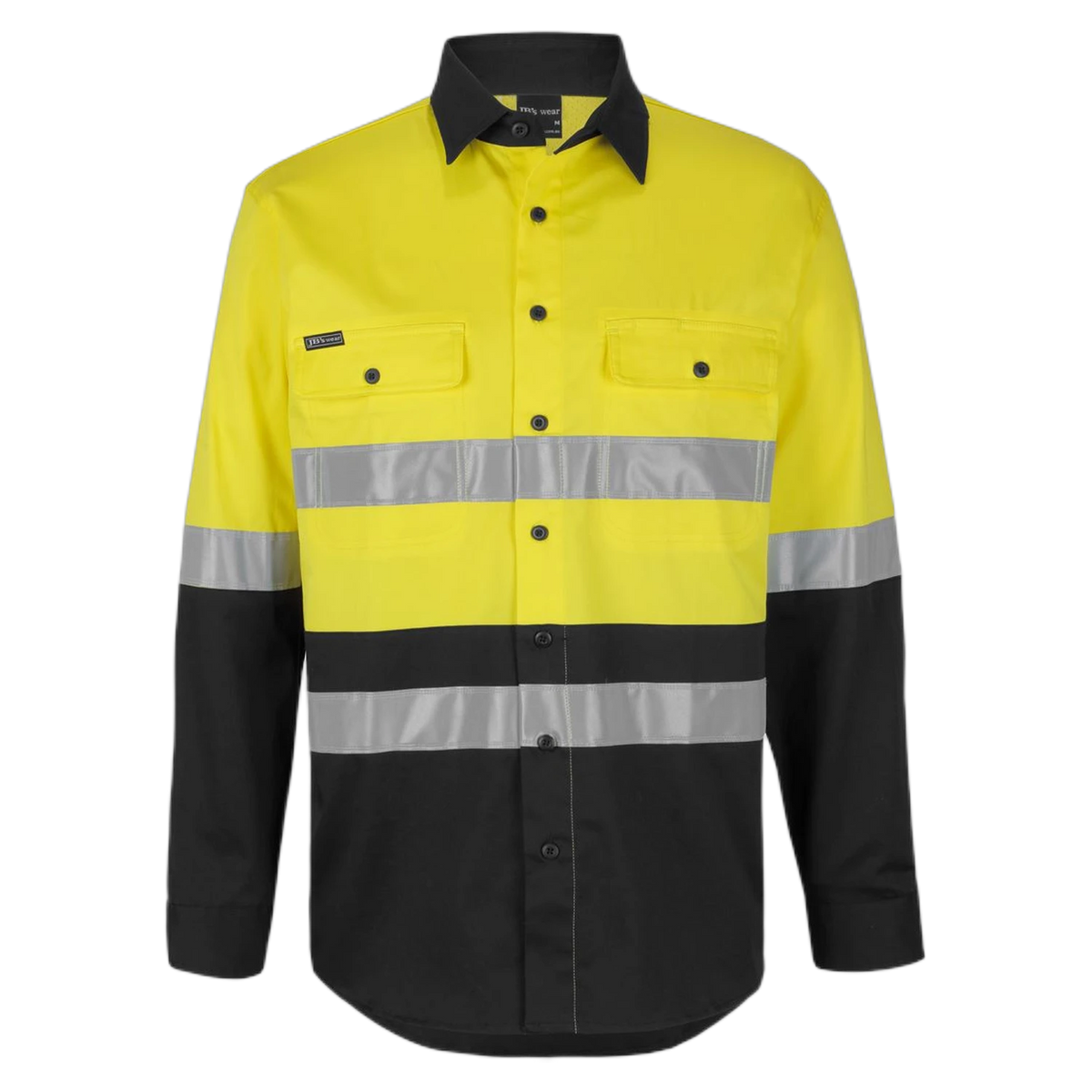JB's Hi Vis (D+N) L/S Stretch Work Shirt 6DSWL - Yellow/Black