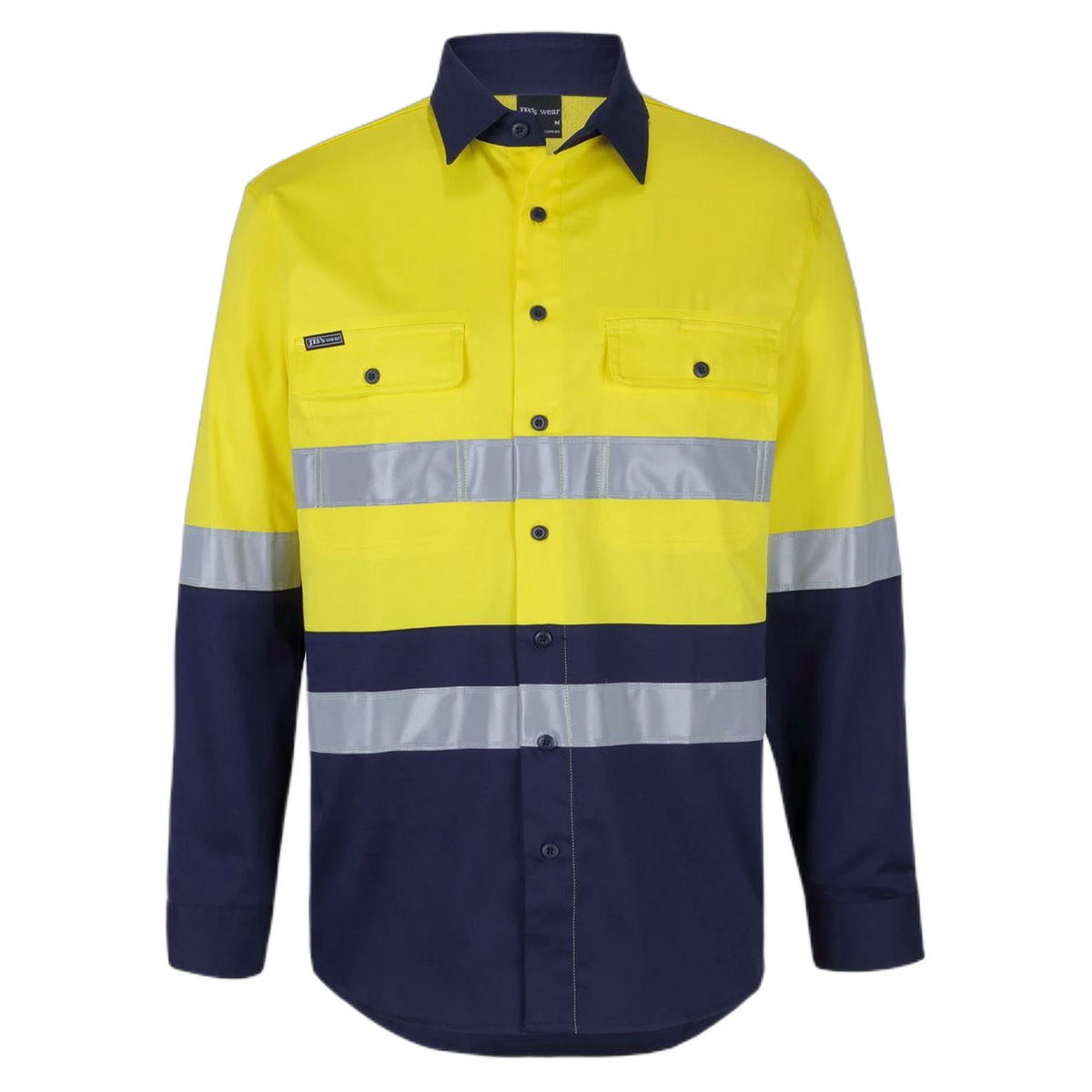 JB's Hi Vis (D+N) L/S Stretch Work Shirt 6DSWL - Yellow/Navy