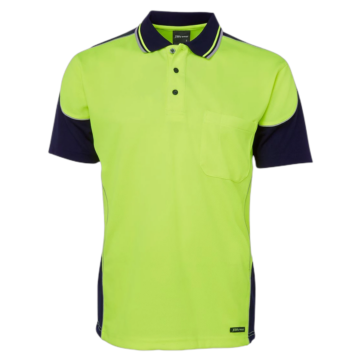 JB's Hi Vis Contrast Piping Polo 6HCP4 - Lime/Navy