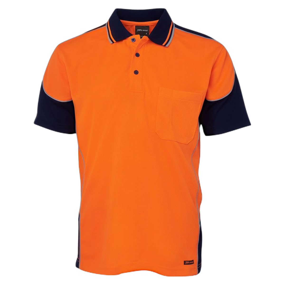 JB's Hi Vis Contrast Piping Polo 6HCP4 - Orange/Navy