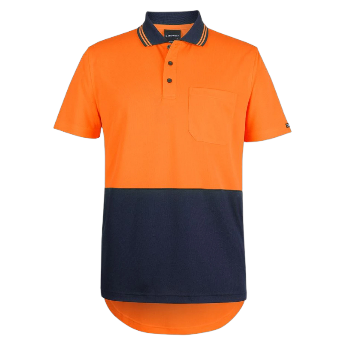 JB's Hi Vis S/S Drop Tail Polo 6HDS - Orange/Navy