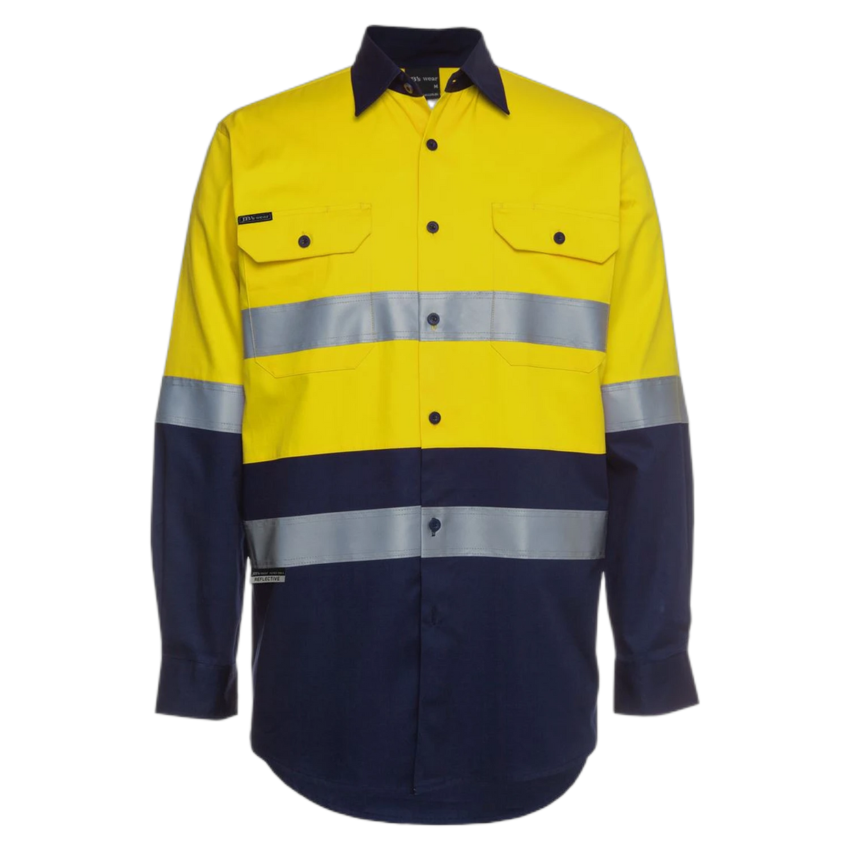 JB's Hi Vis (D+N) L/S 190G Work Shirt 6HLS - Yellow/Navy