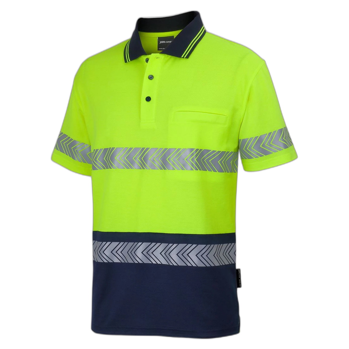 JB's Hi Vis (D+N) Cotton Back S/S Segmented Tape Polo 6HMSS