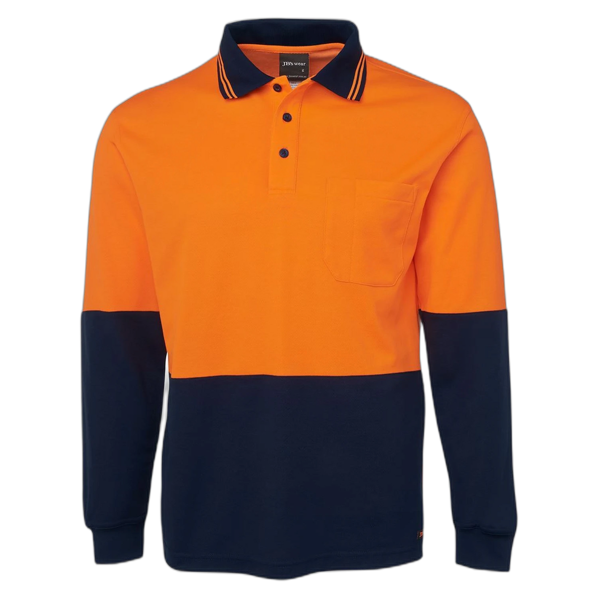JB's Hi Vis L/S Cotton Back Polo 6HPL - Orange/Navy