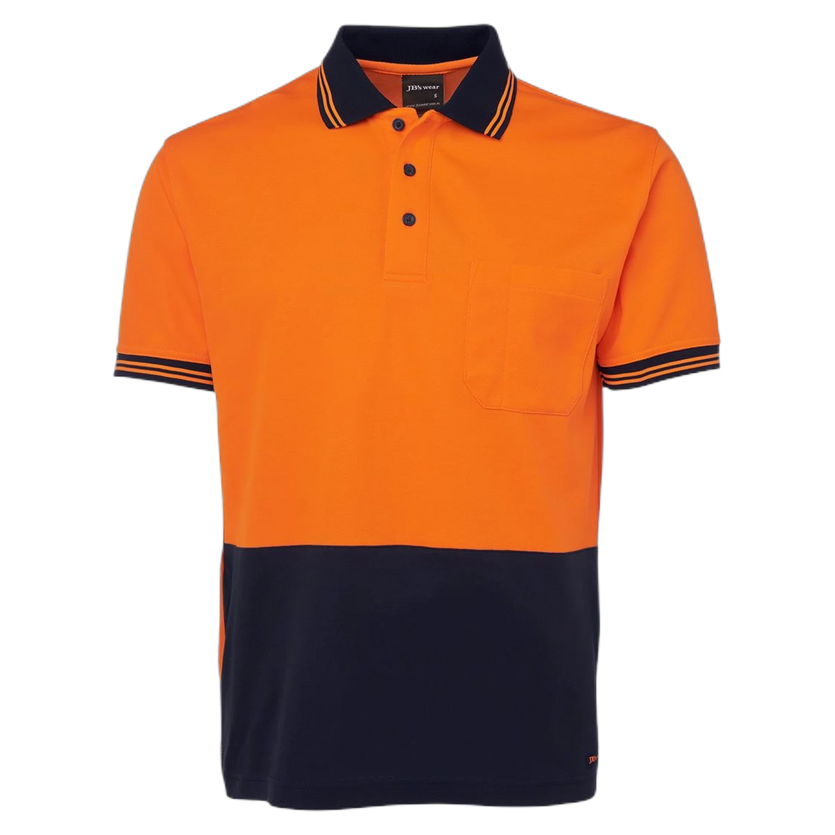 JB's Hi Vis S/S Cotton Back Polo 6HPS - Orange/Navy