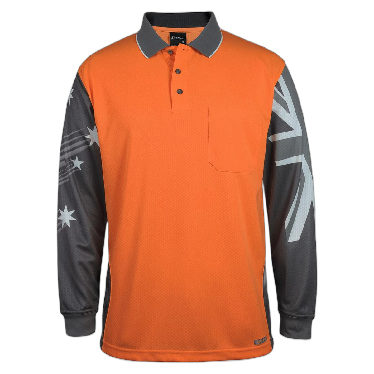 JB's Hi Vis L/S Southern Cross Polo 6HSCL - Orange/Charcoal