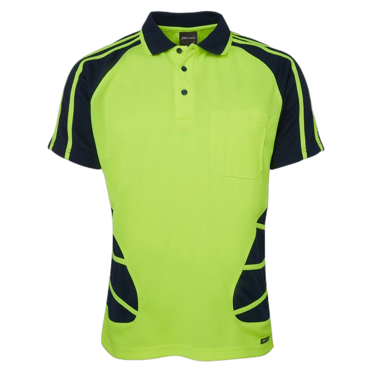 JB's Hi Vis S/S Spider Polo 6HSP - Lime/Navy