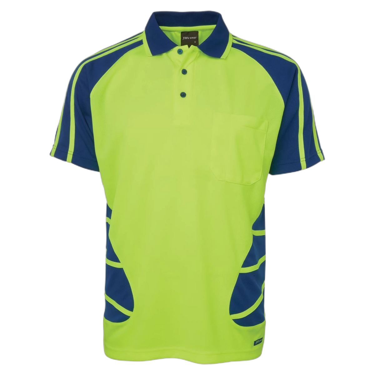 JB's Hi Vis S/S Spider Polo 6HSP - Lime/Royal