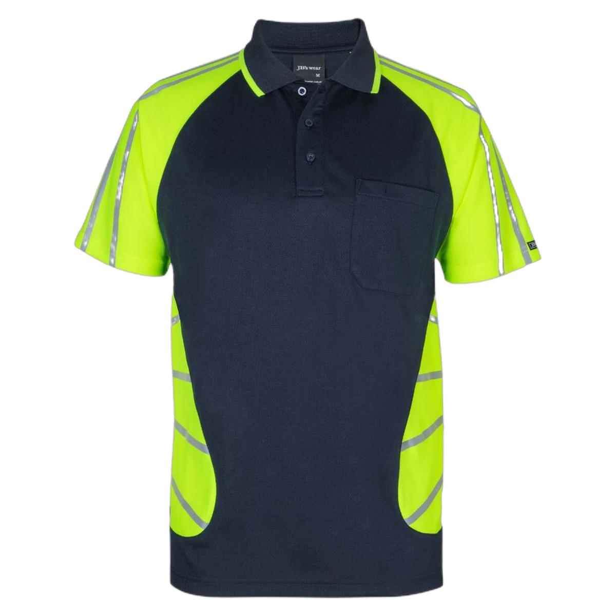 JB's Street Spider Polo with Reflective Stripes 6HSSR - Navy/Lime