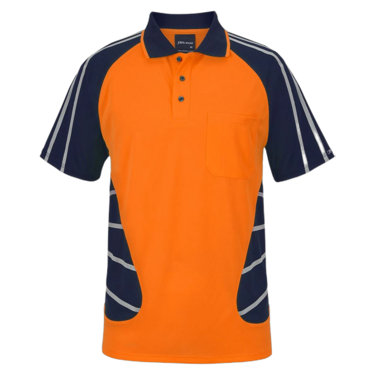 JB's Street Spider Polo with Reflective Stripes 6HSSR - Orange/Navy