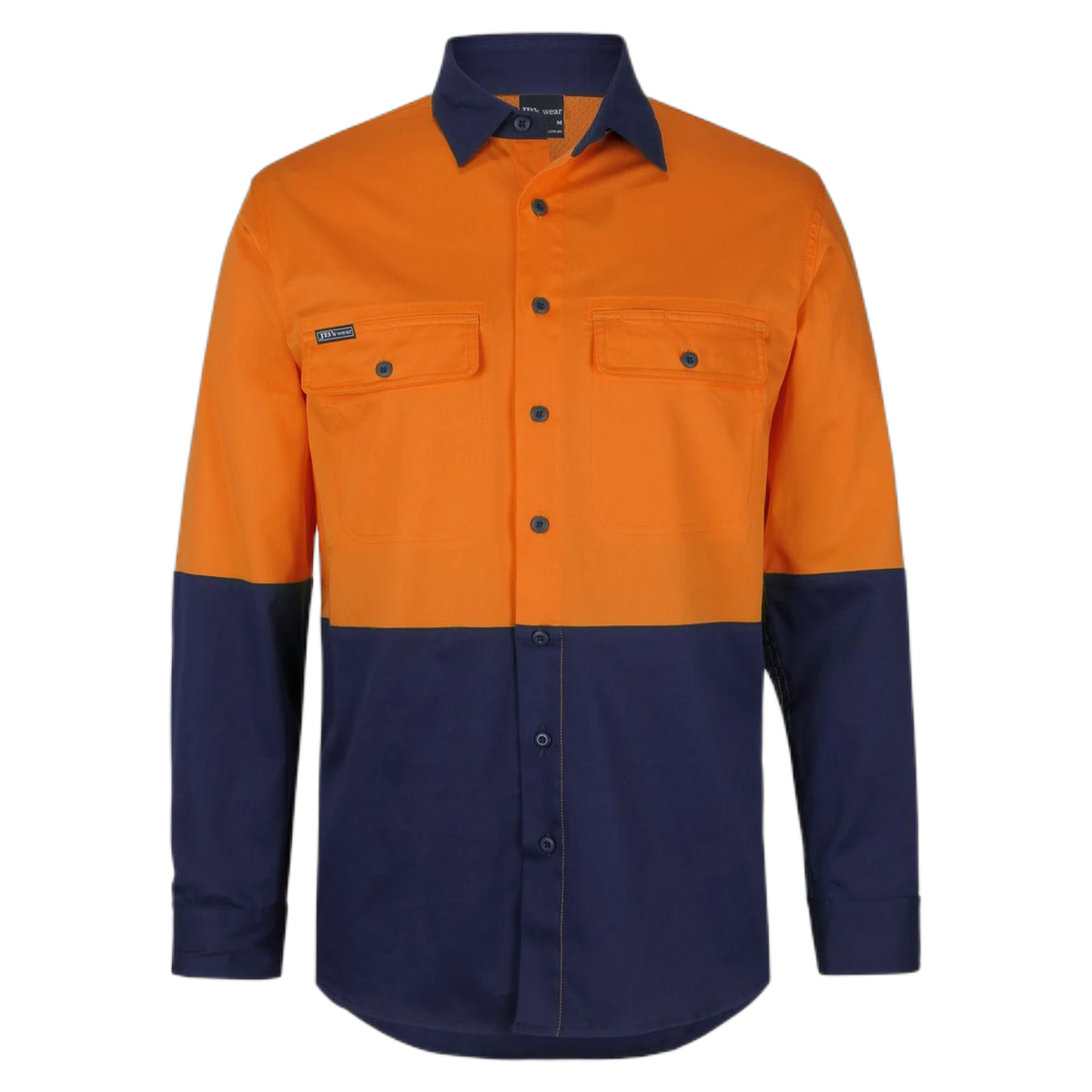 JB'S Hi Vis L/S Stretch Work Shirt 6HSWL - Orange/Navy
