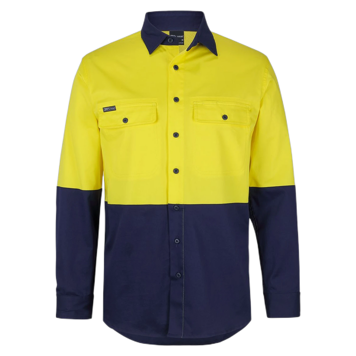 JB'S Hi Vis L/S Stretch Work Shirt 6HSWL - Yellow/Navy