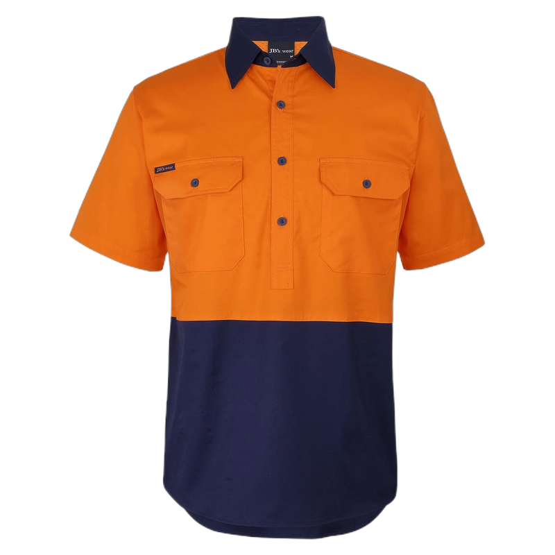 JB's Hi Vis Close Front S/S 150g Work Shirt 6HVCW