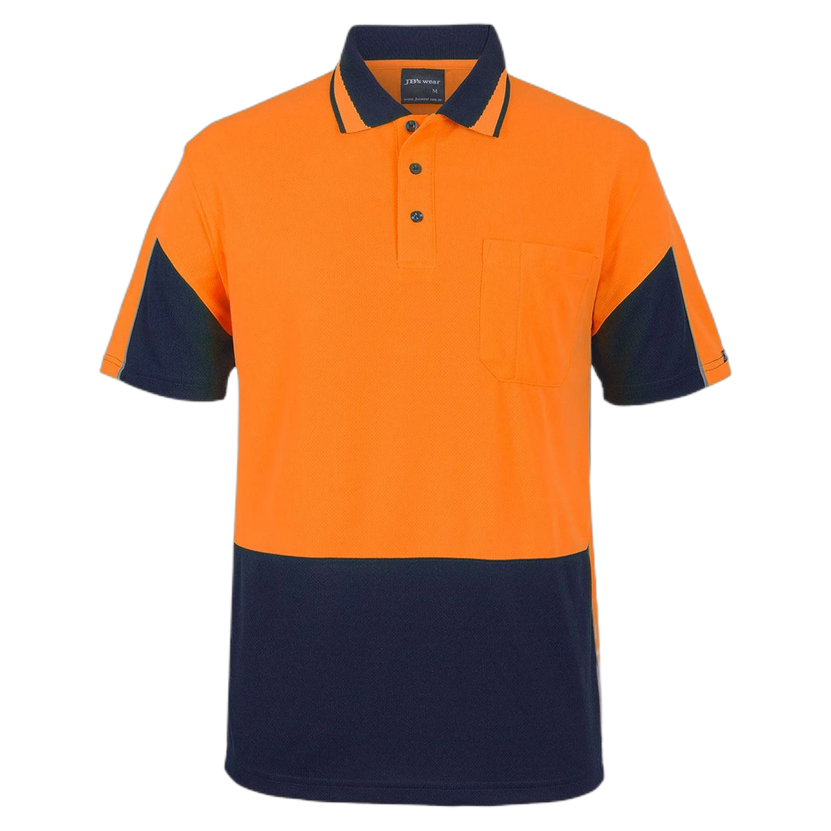 JB's Hi Vis S/S Gap Polo 6HVGS - Orange/Navy