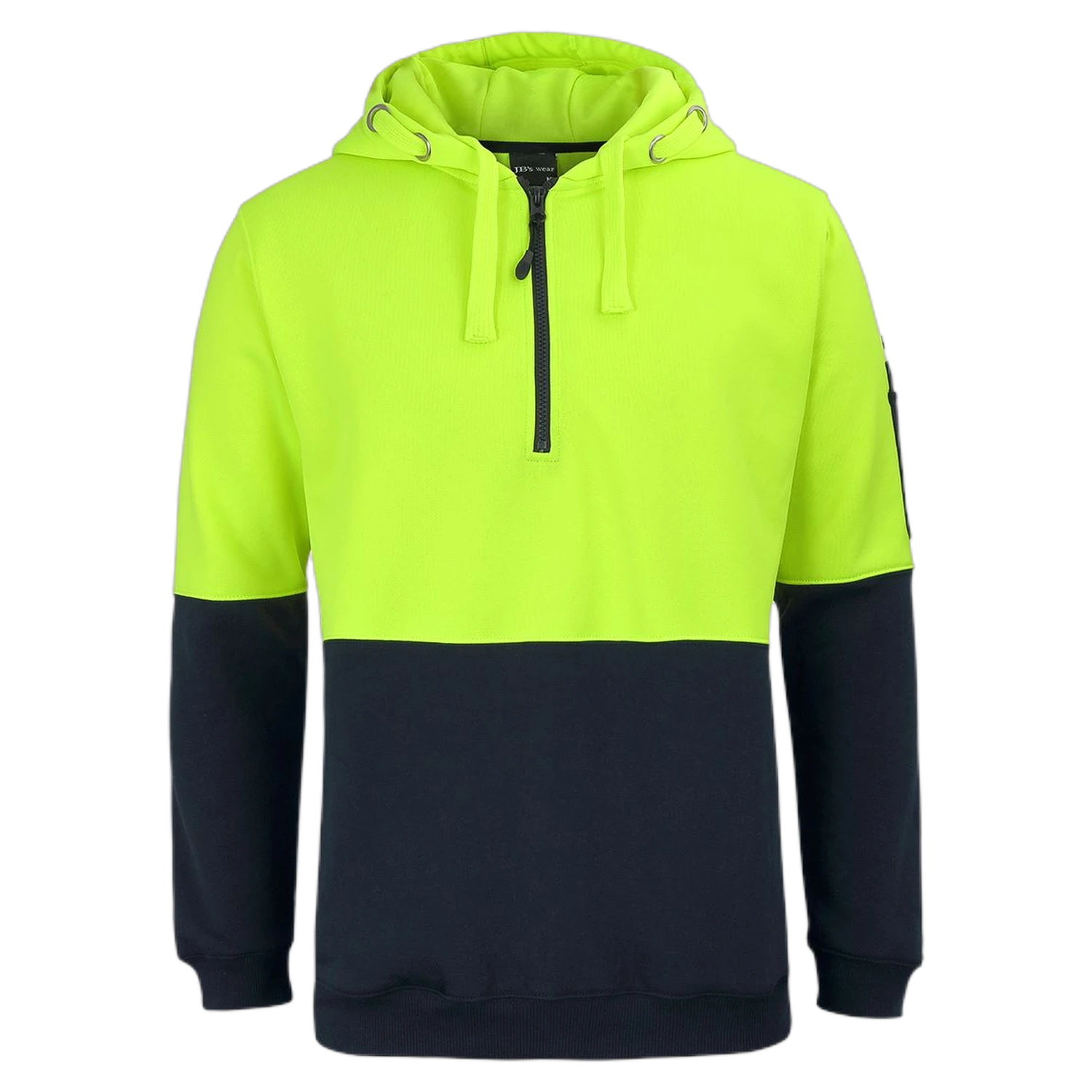 JB's Hi Vis 1/2 Zip Hoodie 6HVHZ - Lime/Navy