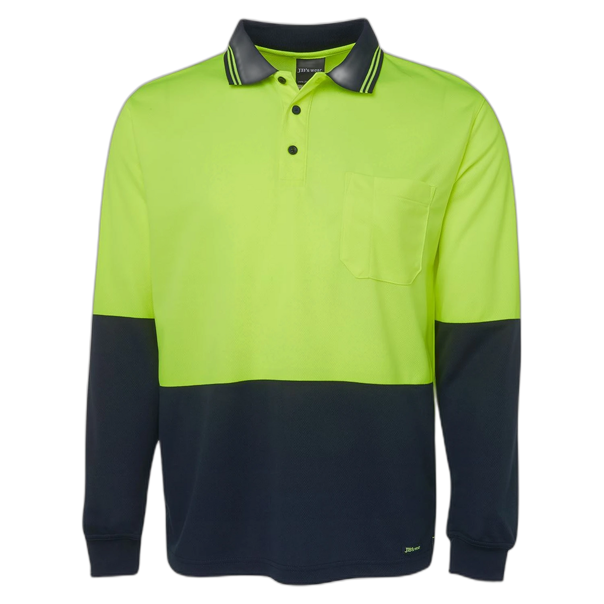 JB's Hi Vis L/S Traditional Polo 6HVPL - Lime/Navy