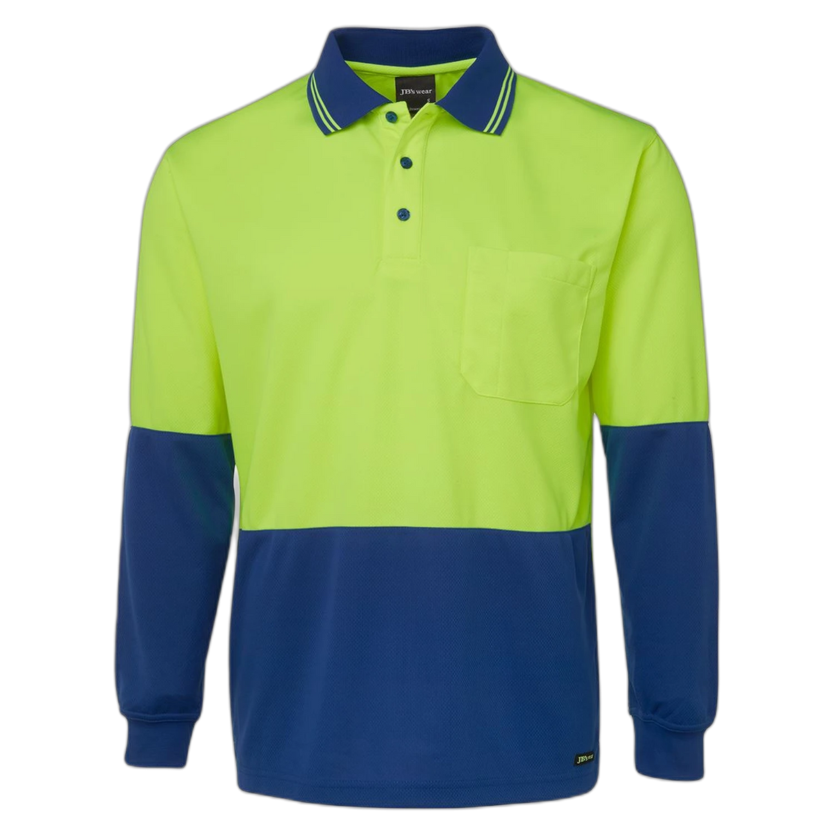 JB's Hi Vis L/S Traditional Polo 6HVPL - Lime/Royal