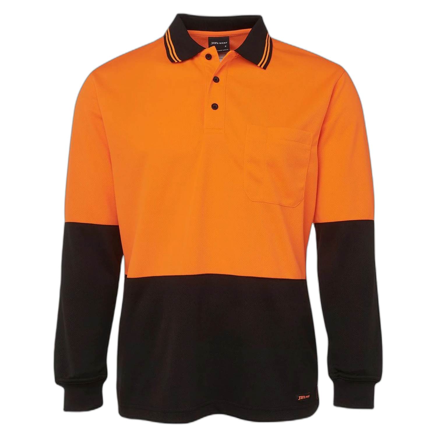 JB's Hi Vis L/S Traditional Polo 6HVPL - Orange/Black