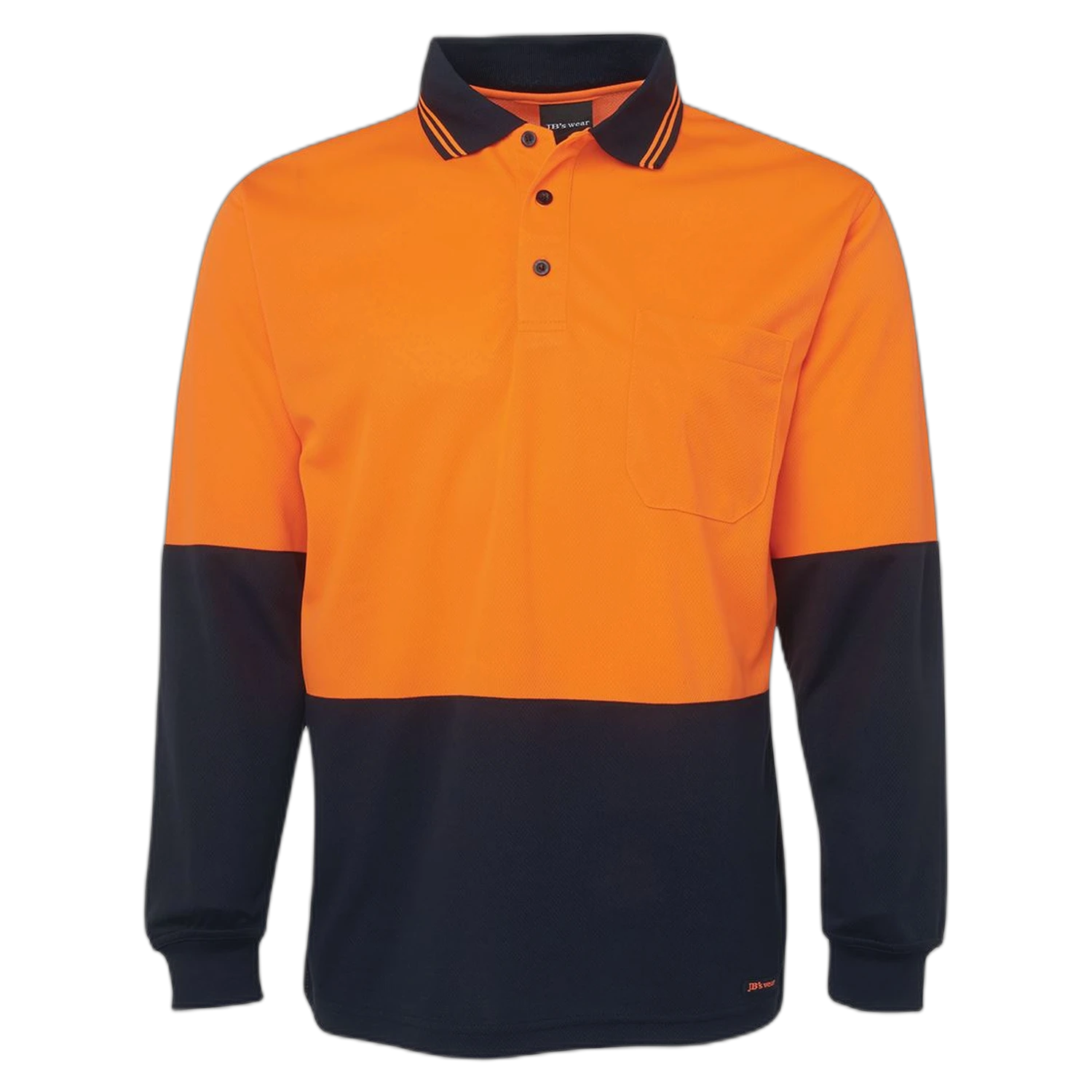 JB's Hi Vis L/S Traditional Polo 6HVPL - Orange/Navy