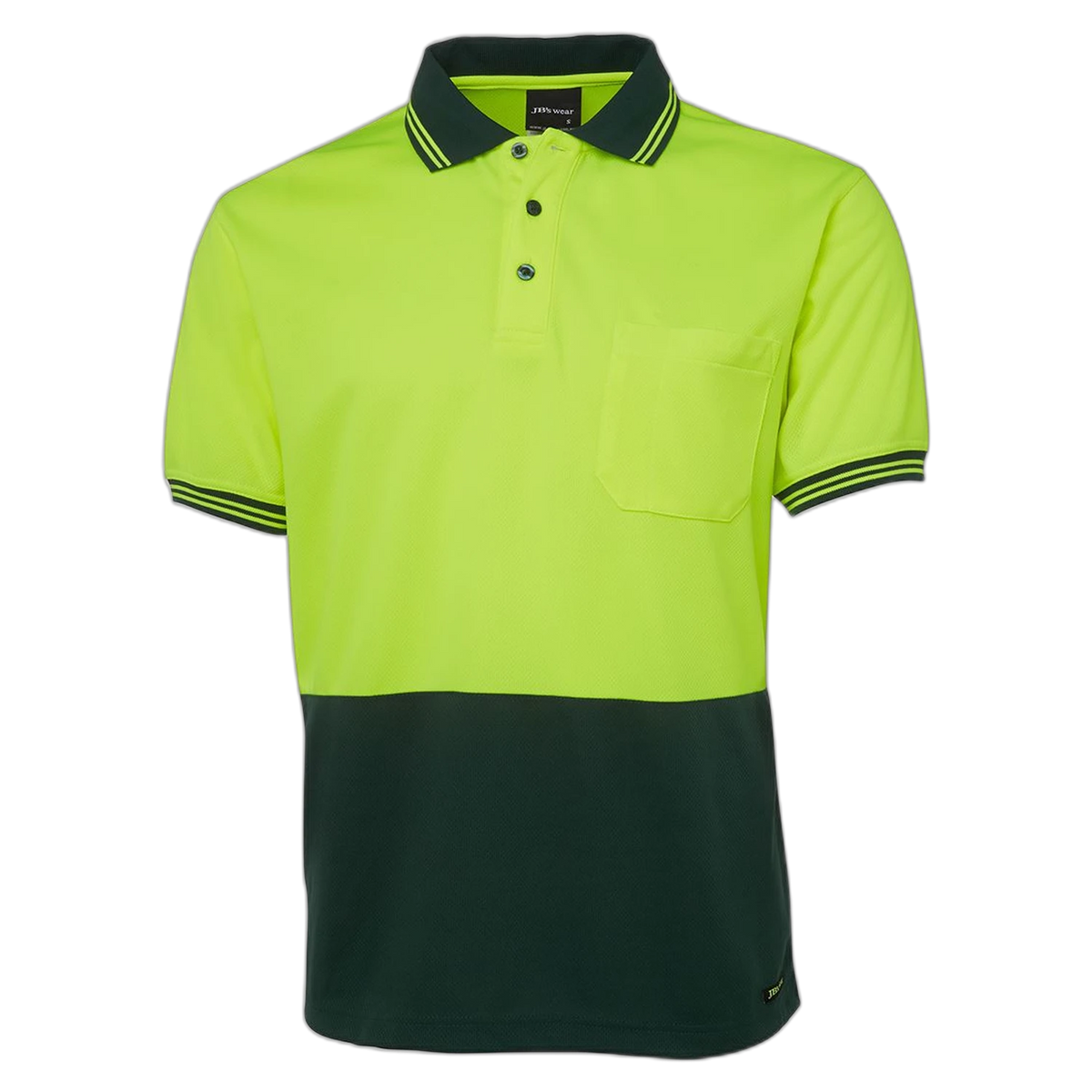 JB's Hi Vis S/S Traditional Polo 6HVPS - Lime/Bottle