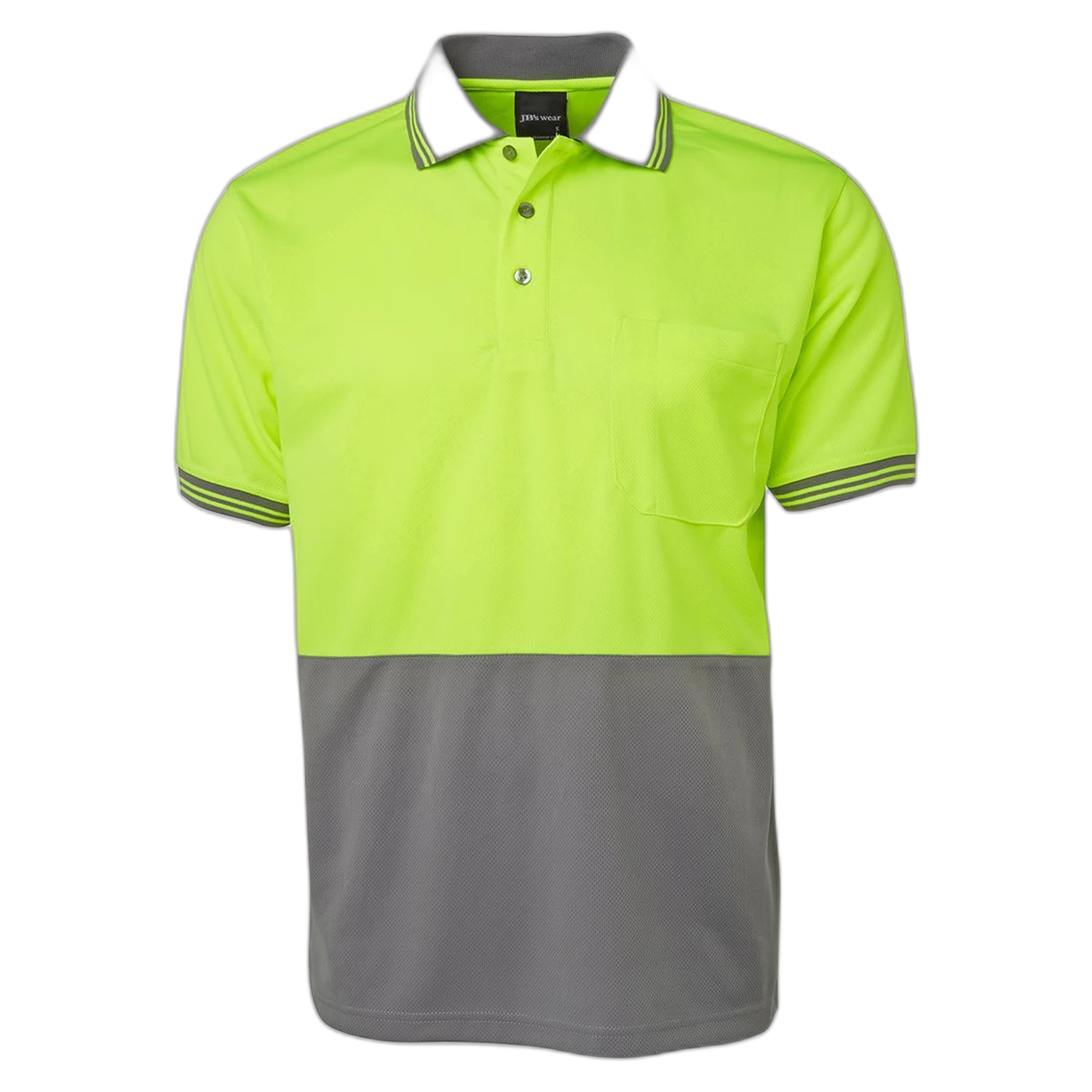 JB's Hi Vis S/S Traditional Polo 6HVPS - Lime/Charcoal