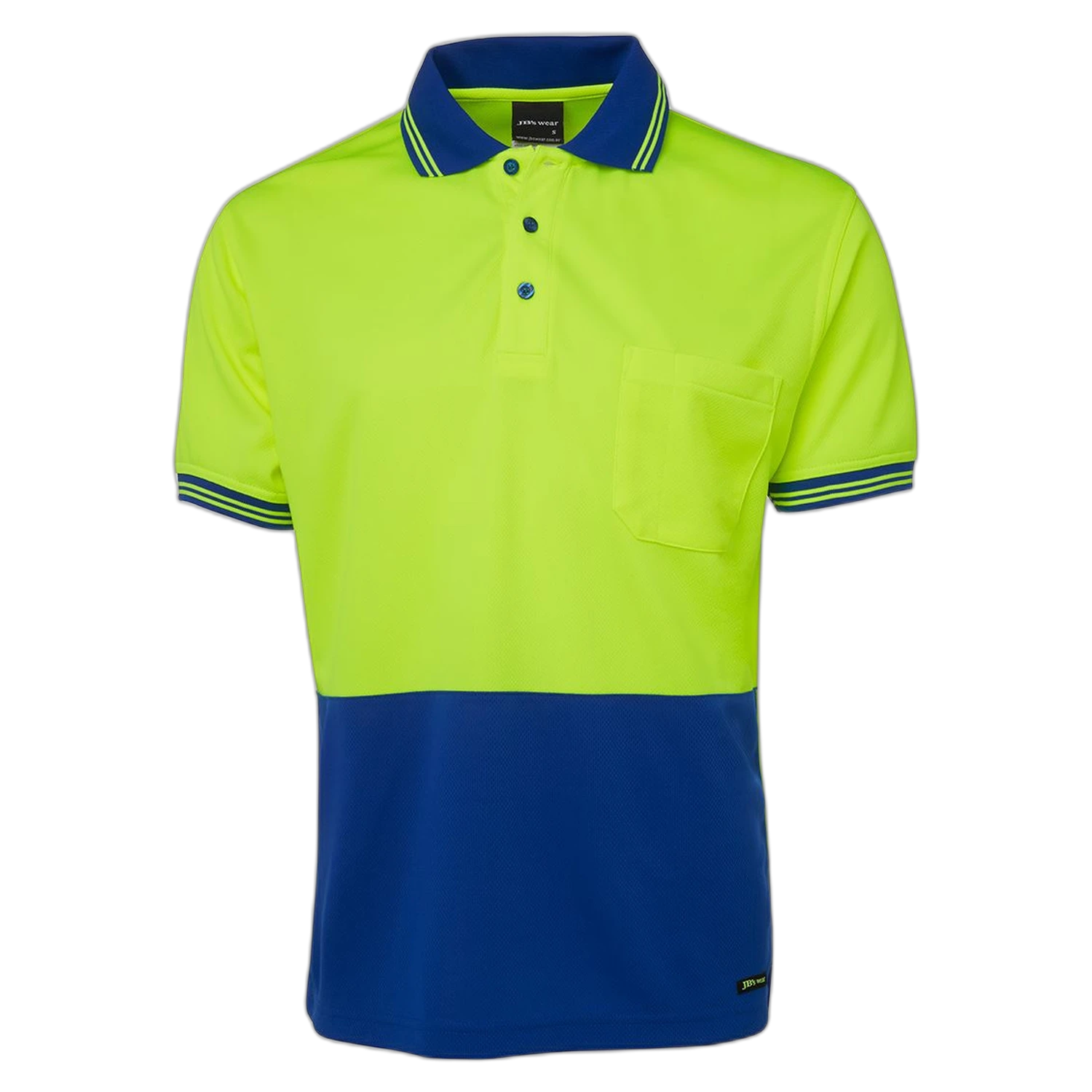 JB's Hi Vis S/S Traditional Polo 6HVPS - Lime/Royal