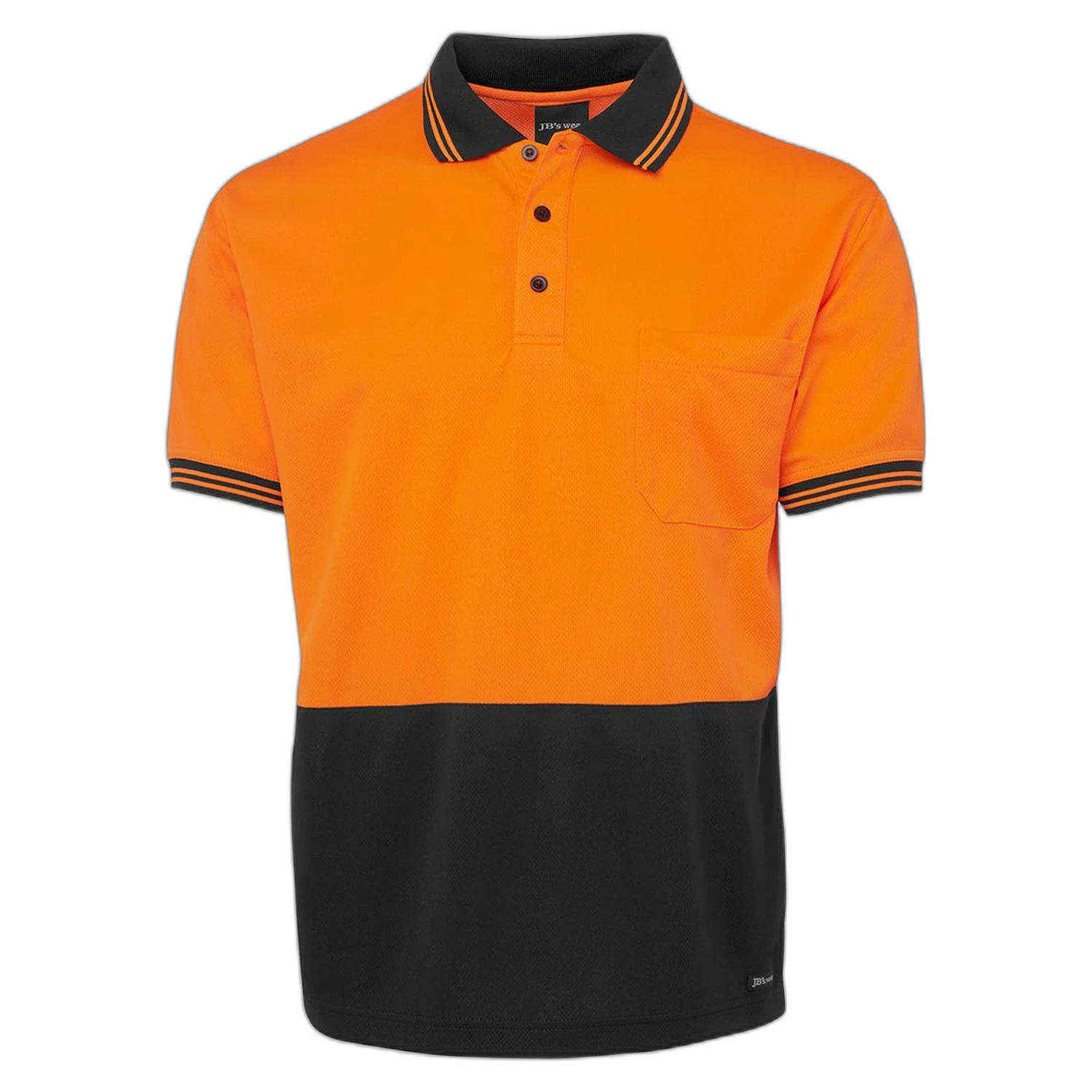 JB's Hi Vis S/S Traditional Polo 6HVPS - Orange/Black