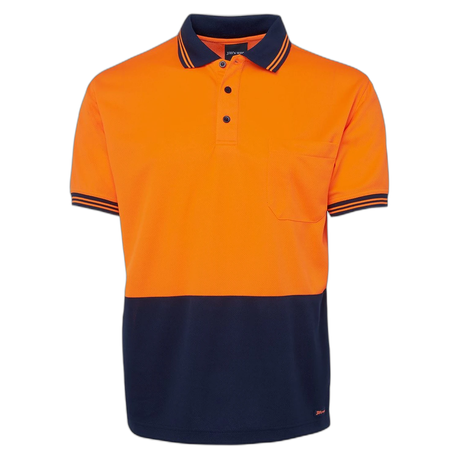 JB's Hi Vis S/S Traditional Polo 6HVPS - Orange/Navy