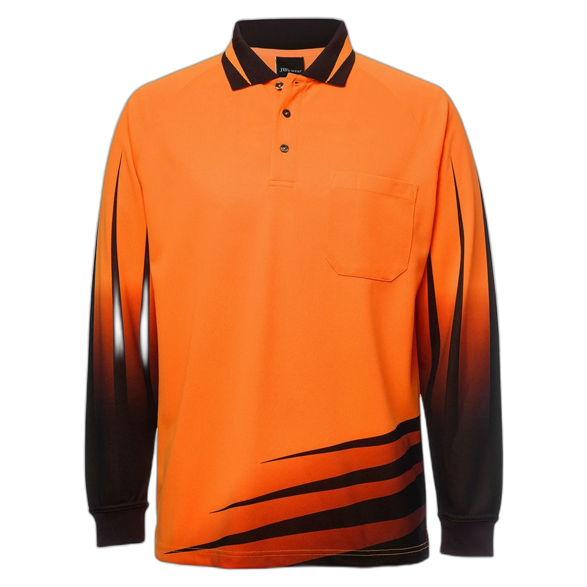 JB's Hi Vis L/S Rippa Sub Polo 6HVRL - Orange/Black