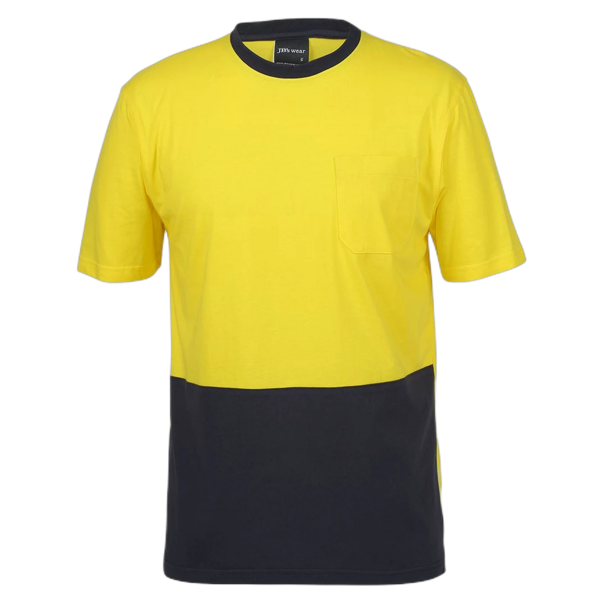 JB's Hi Vis Crew Neck Cotton T-Shirt 6HVTC - Yellow/Navy