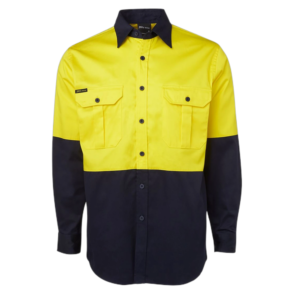 JB's Hi Vis L/S 190G Work Shirt 6HWL - Yellow/Navy
