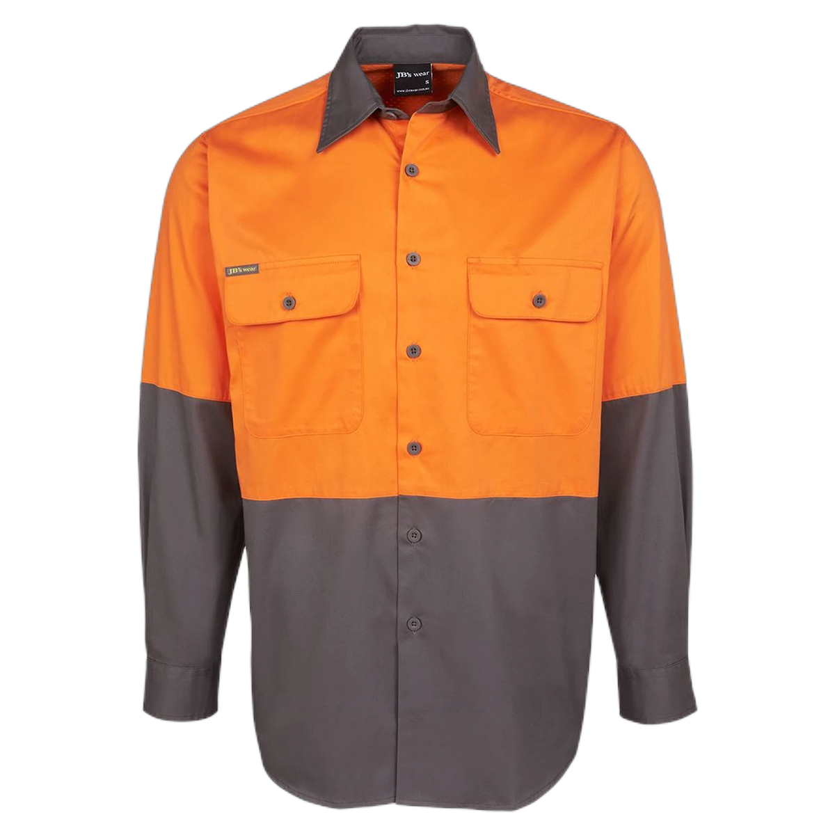 JB's Hi Vis L/S 150G Work Shirt 6HWSL - Orange/Charcoal