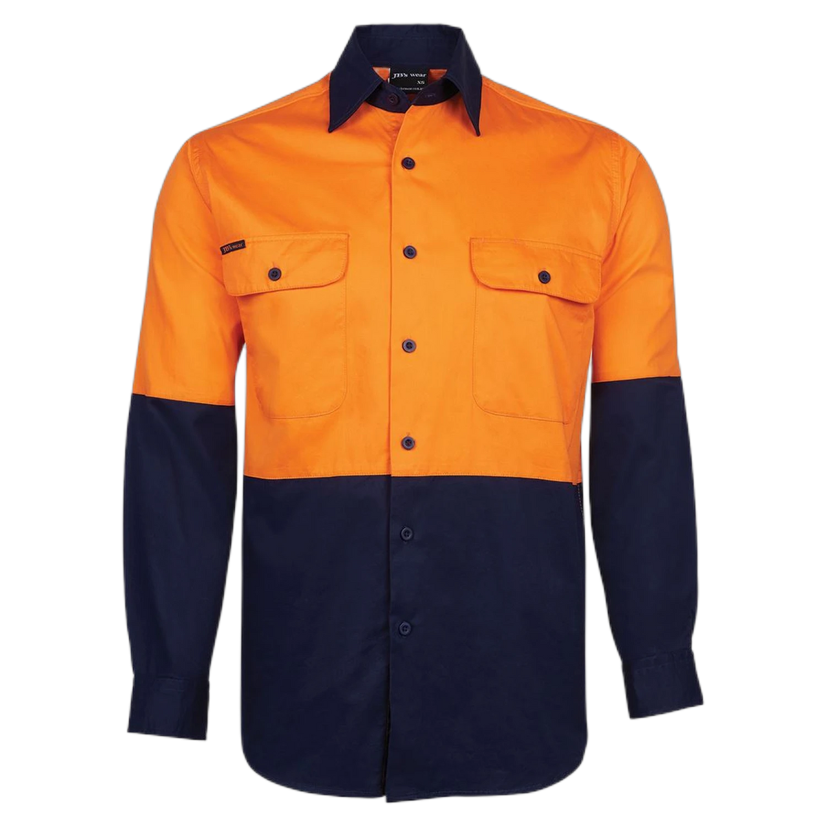 JB's Hi Vis L/S 150G Work Shirt 6HWSL - Orange/Navy