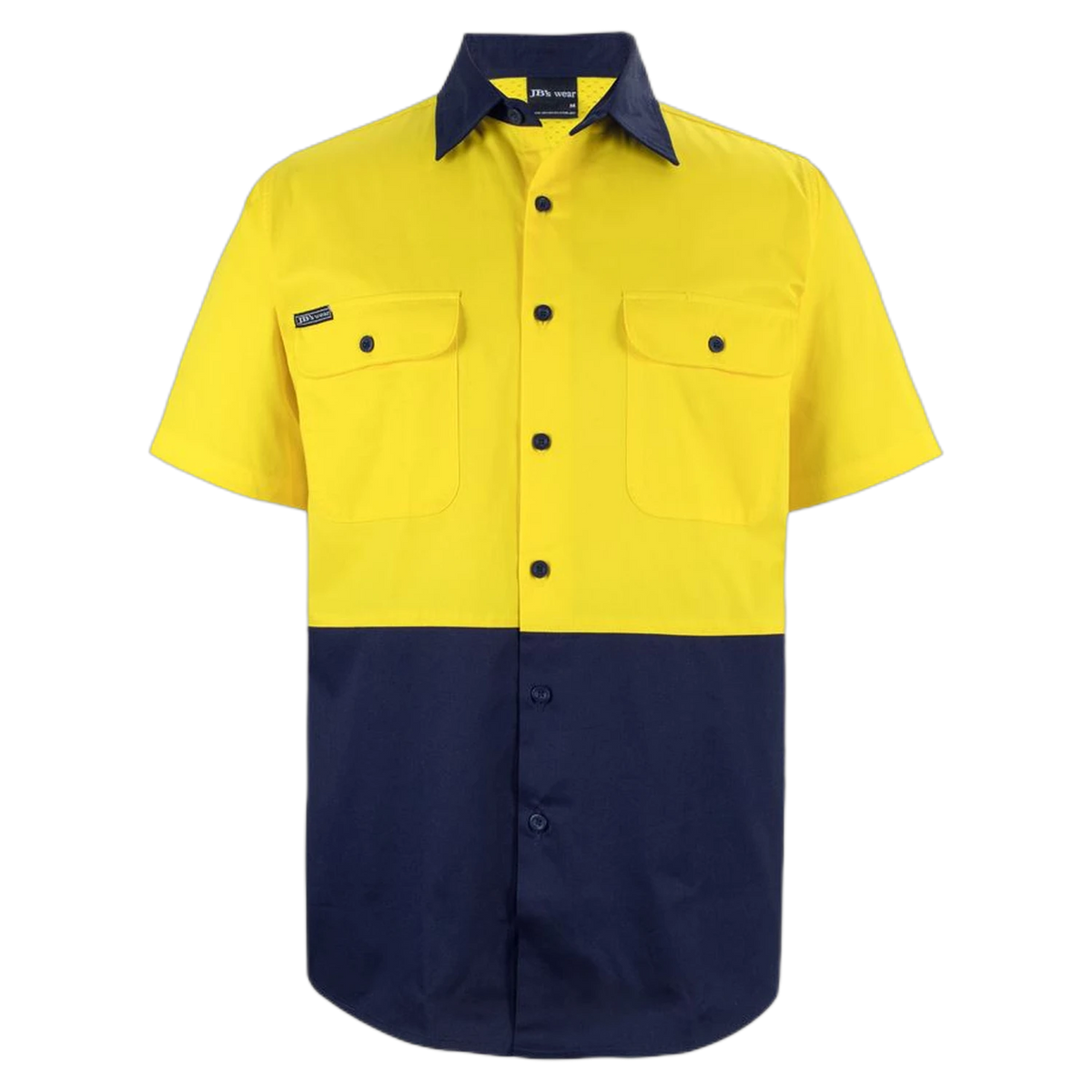 JB's Hi Vis S/S 150G Work Shirt 6HWSS - Yellow/Navy